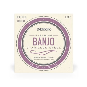Preview van D&#039;Addario EJS57 5-String Banjo Strings, Stainless Steel, Custom Medium, 11-22