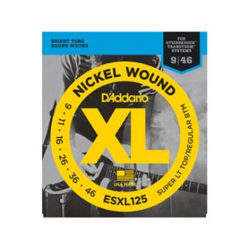 Preview van D&#039;Addario ESXL125 Nickel Wound, Super Light Top/ Regular Bottom, Double BallEnd, 9-46