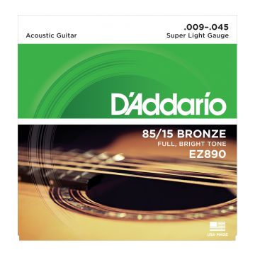 Preview van D&#039;Addario EZ890 85/15 Bronze Acoustic Guitar Strings, Super Light - .009 - .045