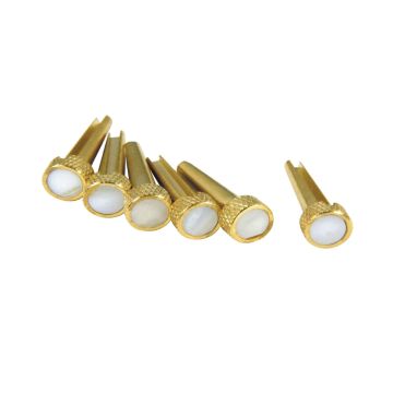 Preview van D&#039;Andrea TP3M  Tone Pins ~ Solid Brass with White Pearl Inlay ~ Set of 6