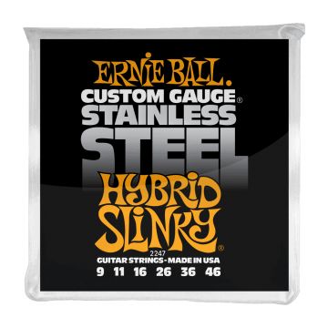 Preview van Ernie Ball 2247 Hybrid Slinky Stainless Steel Wound Electric