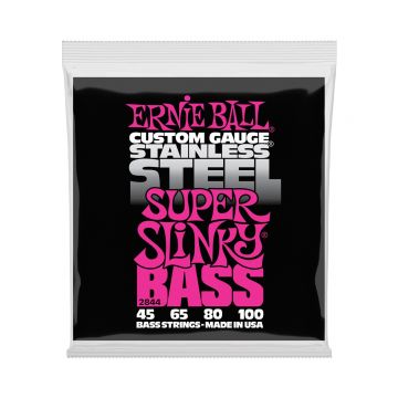 Preview van Ernie Ball 2844 Super Slinky Stainless Steel Electric Bass Strings - 45-100 Gauge