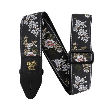 Preview van Ernie Ball 5362 CLASSIC JACQUARD GUITAR STRAP/BASS STRAP - WHITE BLOSSOM