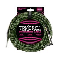 Thumbnail van Ernie Ball 6066 25&#039; Braided Straight / Angle Instrument Cable - Black / Green