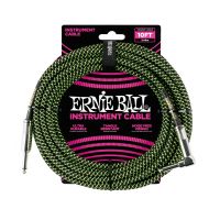 Thumbnail van Ernie Ball 6077 10&#039; Braided Straight / Angle Instrument Cable - Black / Green