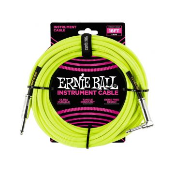 Preview van Ernie Ball 6085 18&#039; Braided Straight / Angle Instrument Cable Neon - Yellow