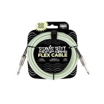 Preview van Ernie Ball 6436 FLEX INSTRUMENT CABLE STRAIGHT/STRAIGHT 10FT - GLOW IN DARK