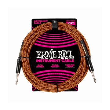 Preview van Ernie Ball 6468 10&#039; BRAIDED INSTRUMENT CABLE STRAIGHT/STRAIGHT 10FT - PUMPKIN PIE
