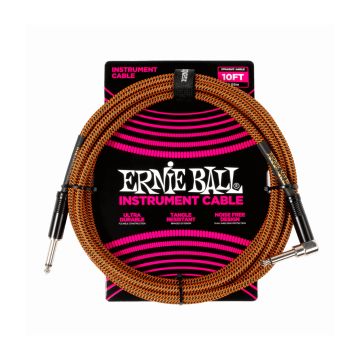 Preview van Ernie Ball 6470 10&#039; BRAIDED INSTRUMENT CABLE STRAIGHT/ANGLE 10FT - PUMPKIN PIE