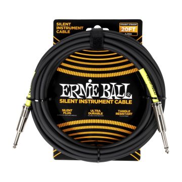 Preview van Ernie Ball 6473 20&#039; CLASSIC SILENT INSTRUMENT CABLE, STRAIGHT/STRAIGHT 20FT - BLACK