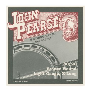 Preview van John Pearse 1700L 5 string Banjo bronze Wound light extra long