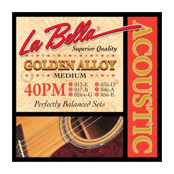 Preview van La Bella 40PM Medium Golden Alloy Wound