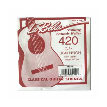 Preview van La Bella 420 single Elite G-3 string, Clear nylon