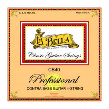 Preview van La Bella CB40-PE string set contrabass 4, 750mm scale, clear nylon trebles &amp; silverplated basses Plain end
