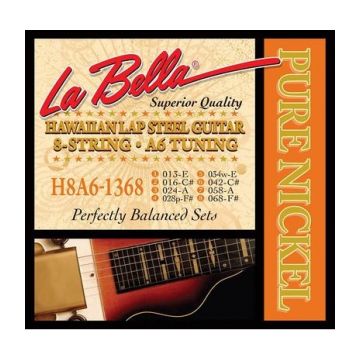 Preview van La Bella H8A61368 Hawaiian Lap Steel Guitar, Pure Nickel &ndash; 8-String A6 Tuning 13-68