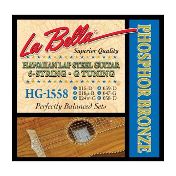 Preview van La Bella HG1558 Hawaiian Lap Steel Guitar, Phosphor Bronze &ndash; 6-String G Tuning 15-58