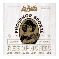Thumbnail van La Bella RPG6-1656 Resophonic &ndash; G6th 16-56 RESONATOR PHOSPHOR BRONZE ACOUSTIC GUITAR STRINGS 16-56 G 6th tuning