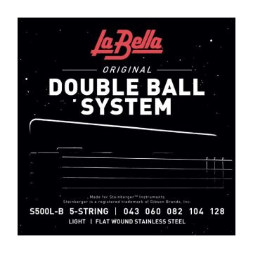 Preview van La Bella S500L-B Double Ball Bass Flat Wound &ndash; Light 43-128, 5-String