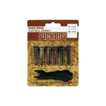 Preview van Pickboy BP-150-HN Horn bridge Pins with extractor, Buffalo Horn with Ivory Dot