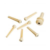 Thumbnail van Planet Waves PWPS12 D&#039;Addario Injected Molded Bridge Pins with End Pin, Set of 7, Ivory with Ebony Dot